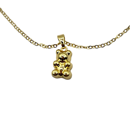 14K Gold-Plated Teddy Bear Pendant Necklace 45cm