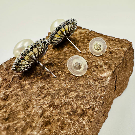 Close-up of 925 sterling silver post and 925 back