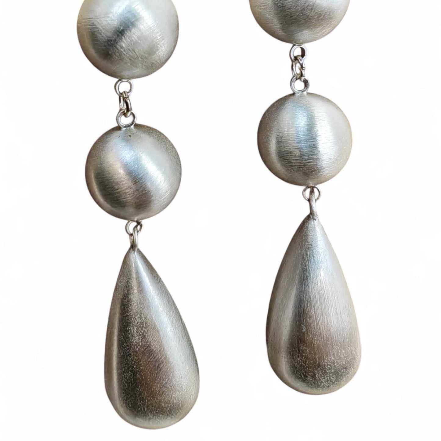 Pearl-shaped brass dangle earrings with 925 sterling silver post