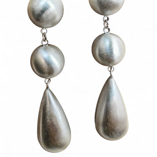 Pearl-shaped brass dangle earrings with 925 sterling silver post