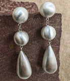 Pearl-shaped brass dangle earrings with 925 sterling silver post