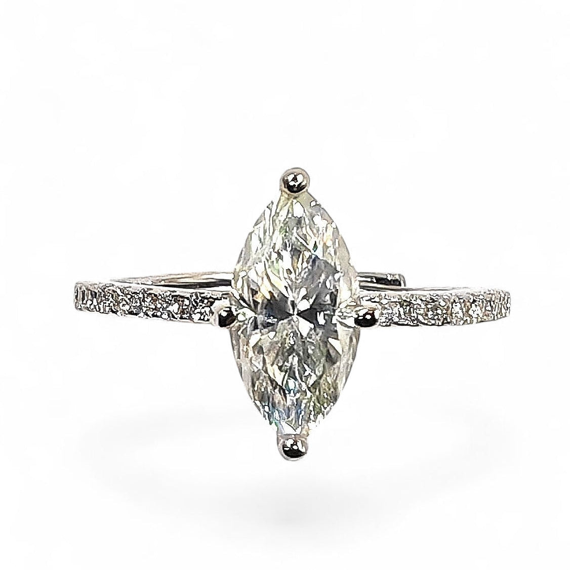 adjustable 925 sterling silver moissanite 1ct solitaire marquise cut ring