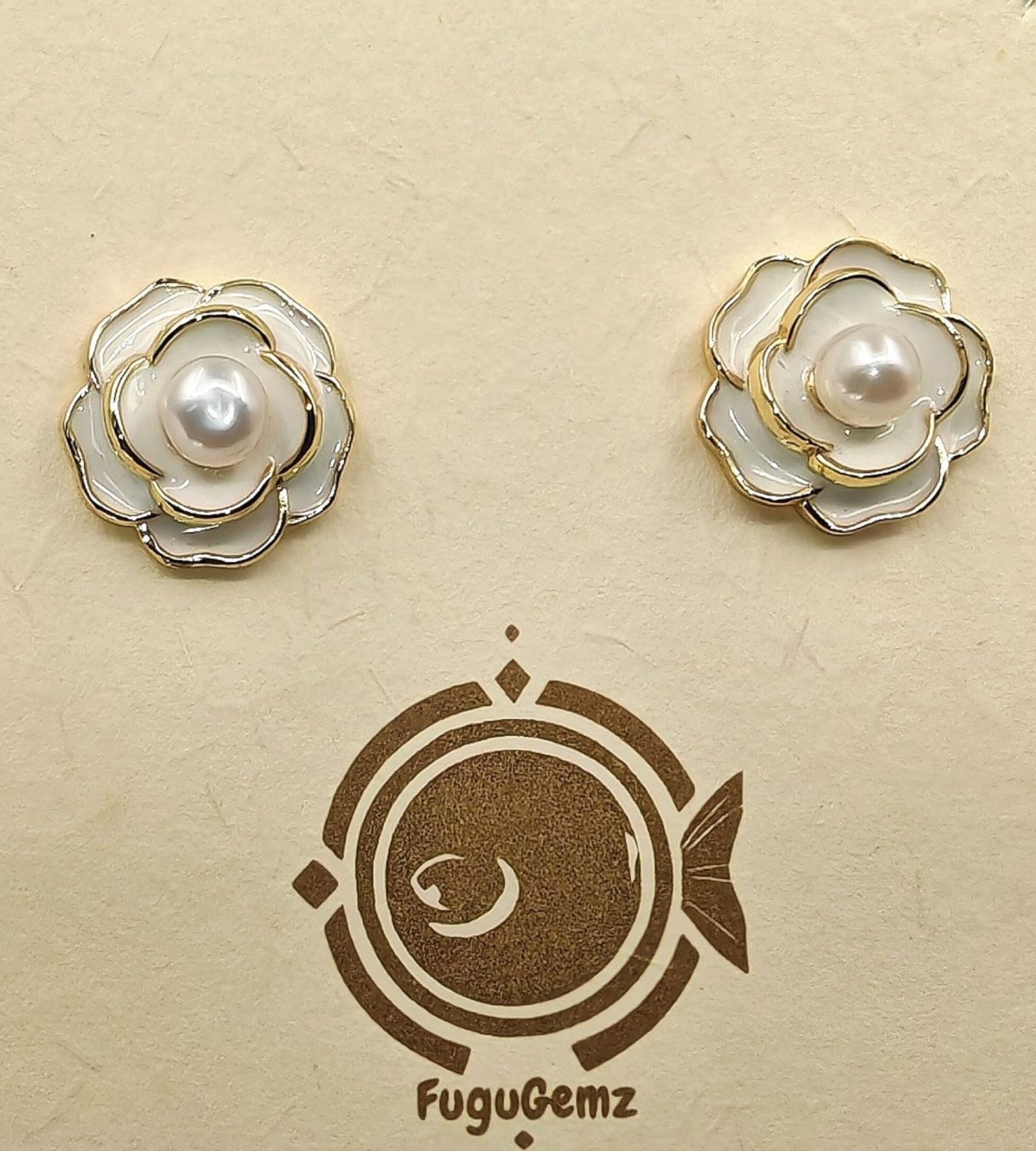 Mother of Pearl & Pearl Double Petal Earrings | Fugugemz – FuguGemz