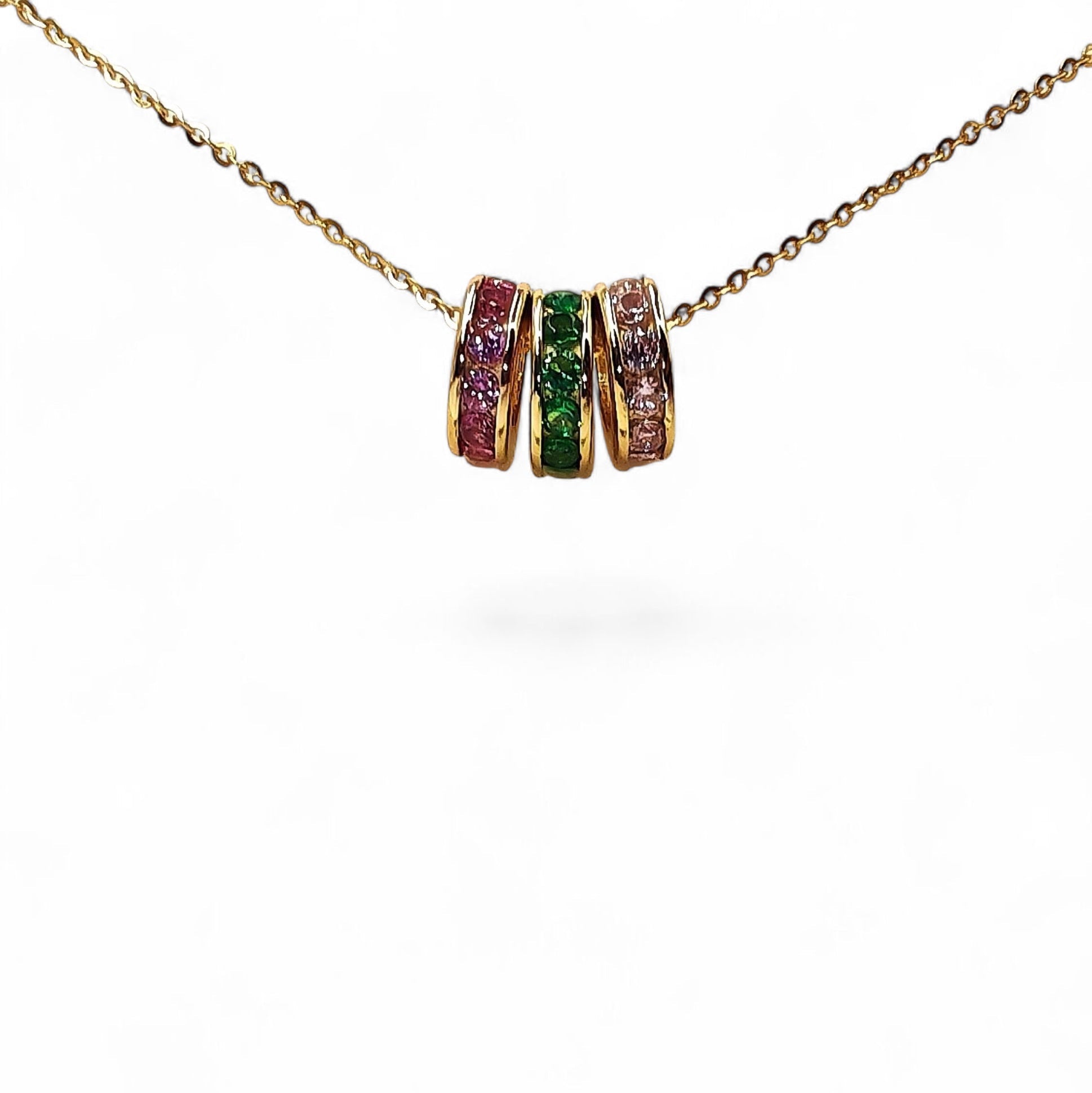 Close-up of zirconia hoops and gold plating