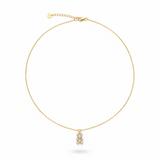 14K gold-plated necklace with a teddy bear pendant encrusted in white zirconia stones, 44cm chain with lobster clasp. fugugemz