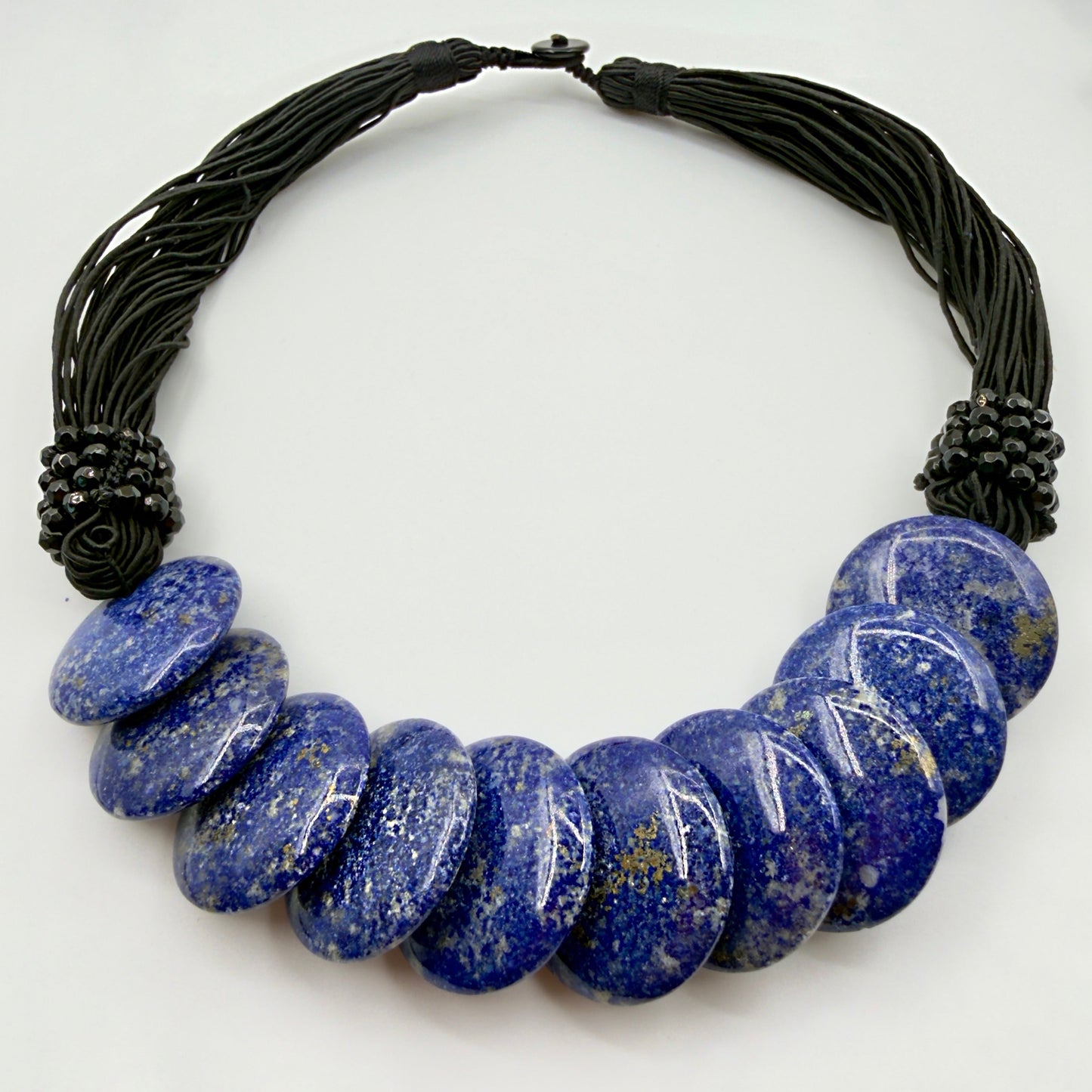 50cm large blue stone necklace with lapis lazuli on white background