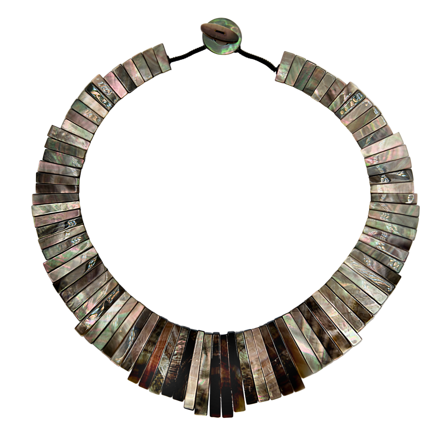 45cm large abalone shellsegment necklace on white background