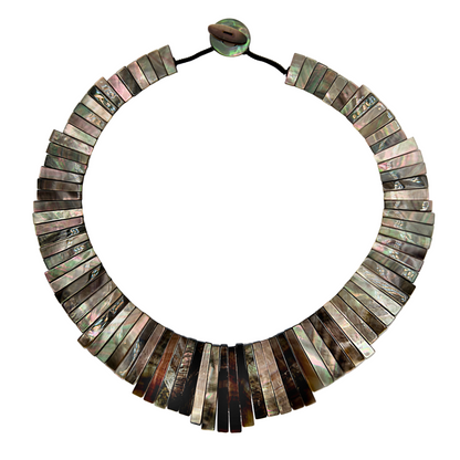 45cm large abalone shellsegment necklace on white background