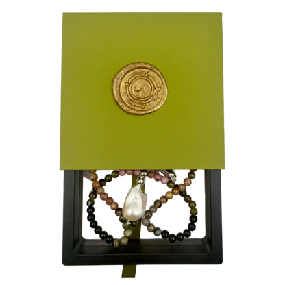 Multi-Colour Tourmaline Bead Necklace with Large Baroque Pearl