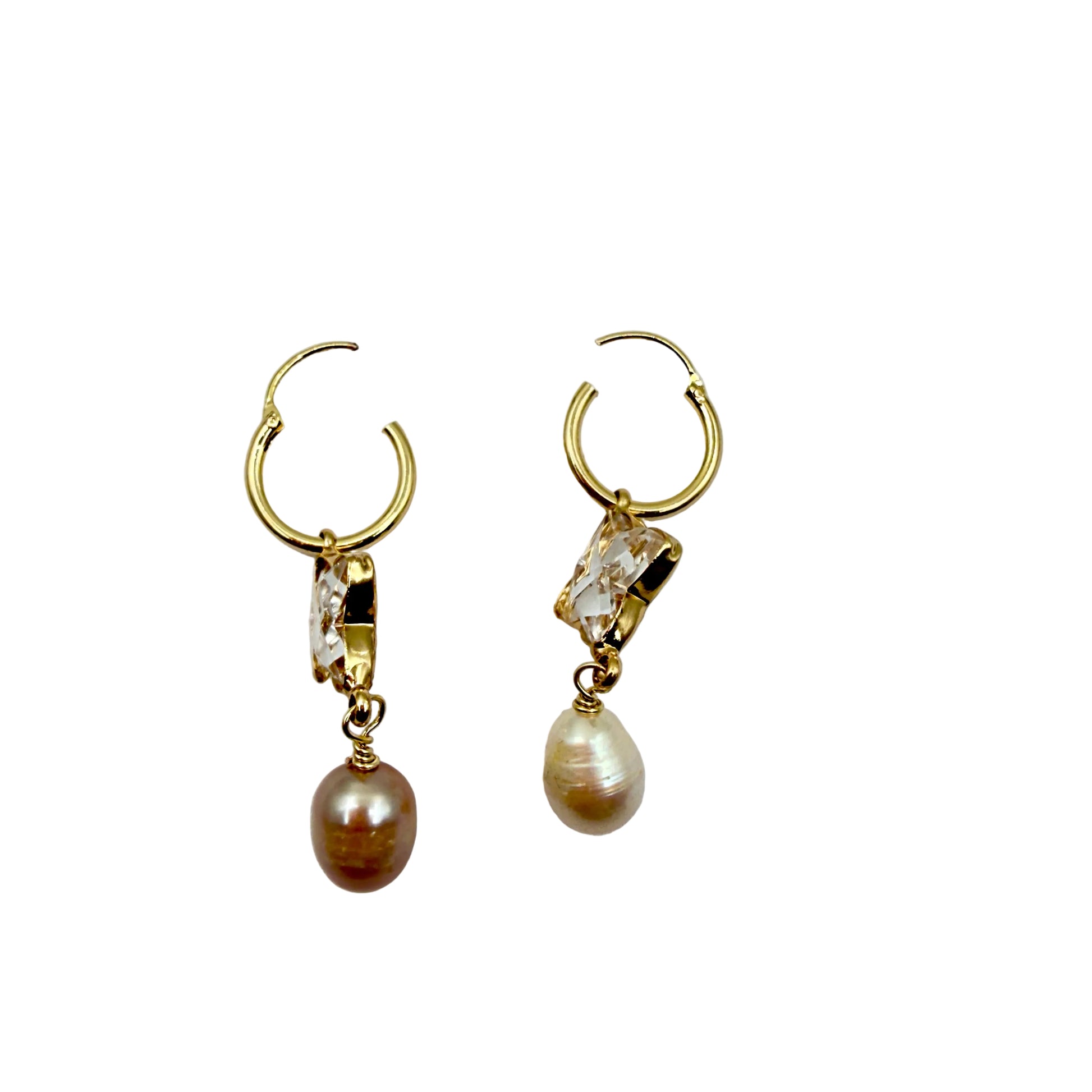 Close-up of zirconia star and freshwater pearl details