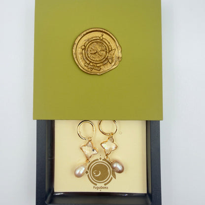 14K Gold-Plated Star & Pearl Hoop Earrings