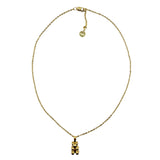 14k gold-plated teddy bear necklace on white background