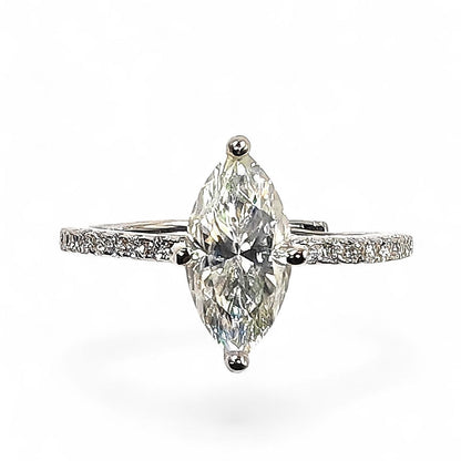 adjustable 925 sterling silver moissanite 1ct solitaire marquise cut ring