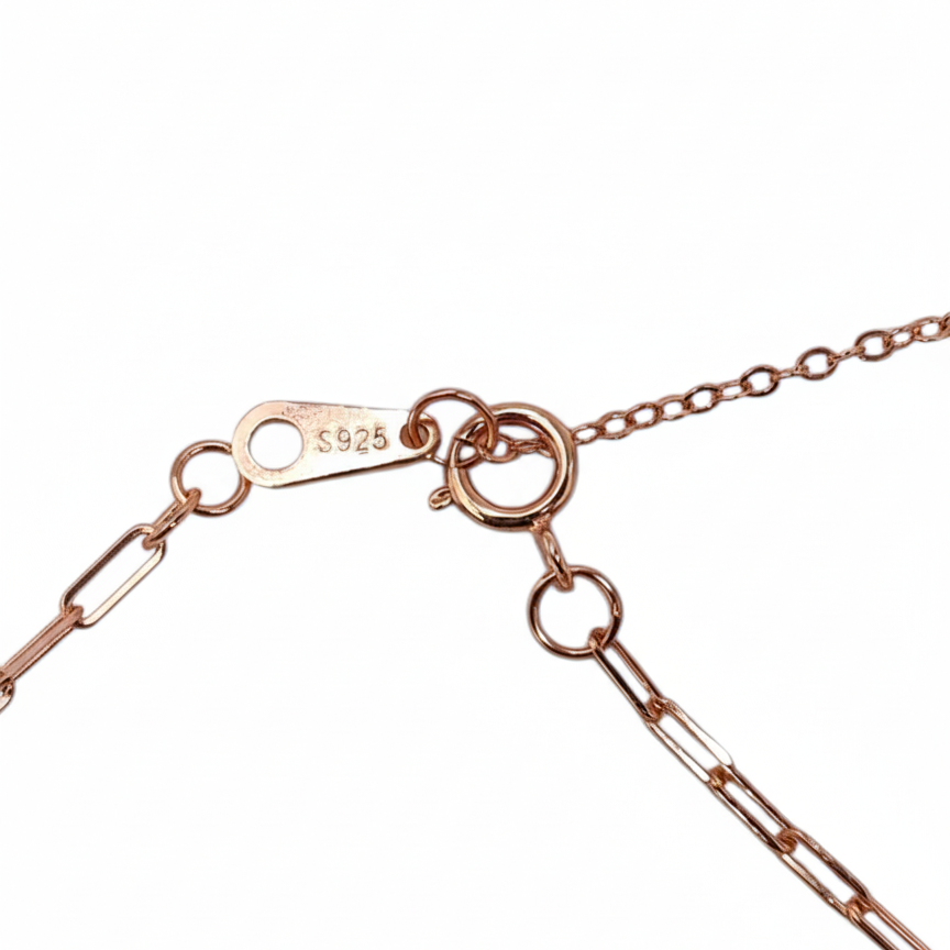 Rose gold chain bracelet with a clasp and 925 stamp
