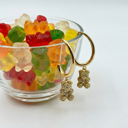 Close-up of micro-pave zirconia bear charm details