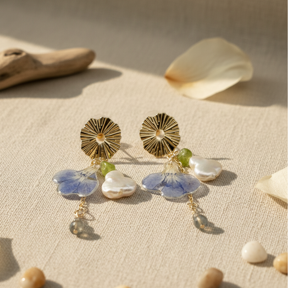 Side view showing 68mm drop length and 14k gold-plated post