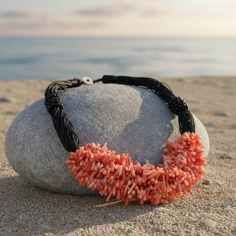 55cm large pink/orange shell necklace 