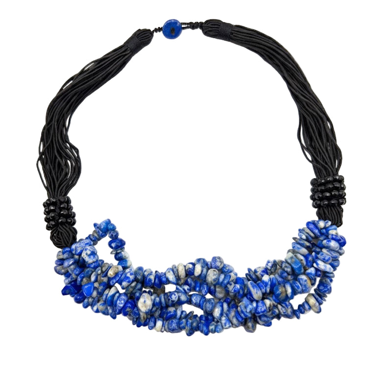 55cm cluster blue lapis necklace on white background